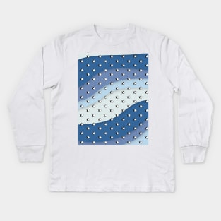 Blue Waves Retro VSCO Aesthetic  stars Kids Long Sleeve T-Shirt